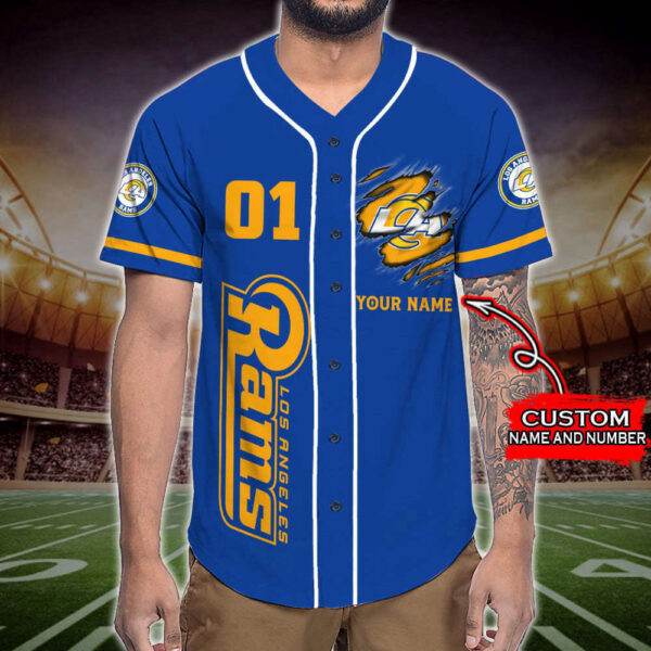 2025 Personalized Los Angeles Rams Skull Damn Right All Over Print 3D Baseball Jersey