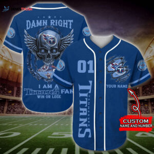 Trending 2023 Personalized Tennessee Titans Skull Damn Right All Over Print 3D Baseball Jersey