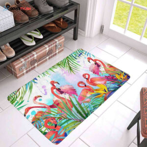 Tropical Exotic Flamingo Easy Clean Welcome DoorMat
