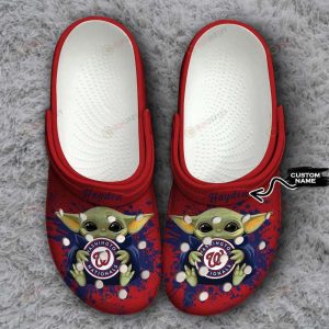 Washington Nationals Baby Yoda Custom Name Clogs Classic Clogs Shoes