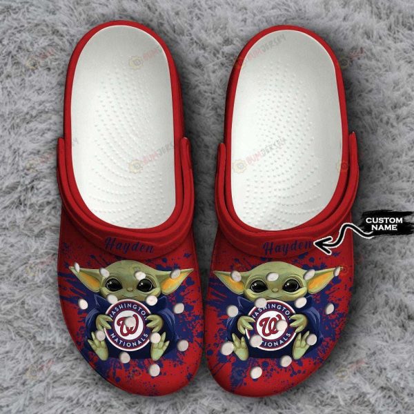 Washington Nationals Baby Yoda Custom Name Clogs Classic Clogs Shoes