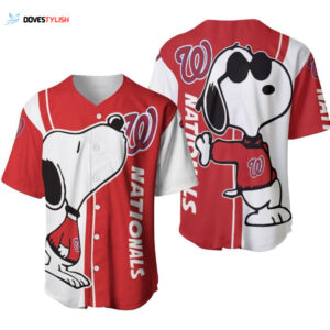 Washington Nationals snoopy lover Printed Baseball Jersey Gift for Men Dad
