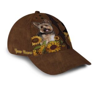 Yorkshire Dog Leather Sunflower Hat Classic Cap Gift for FansPb