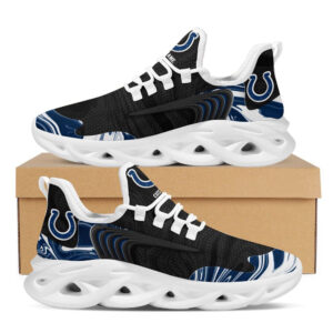 Indianapolis Colts Logo Custom Name Pattern In Black 3D Max Soul Sneaker Shoes   For Men Women