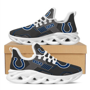 Indianapolis Colts Logo Pattern In Black Custom Name 3D Max Soul Sneaker Shoes   For Men Women