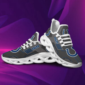 Indianapolis Colts Logo Pattern In Black Custom Name 3D Max Soul Sneaker Shoes For Men Women 3