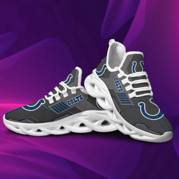 Indianapolis Colts Logo Pattern In Black Custom Name 3D Max Soul Sneaker Shoes   For Men Women