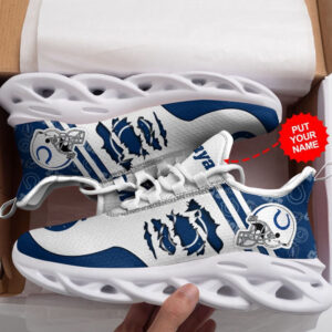 Indianapolis Colts Logo Helmet Pattern Custom Name 3D Max Soul Sneaker Shoes   For Men Women