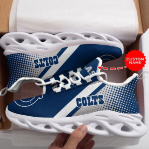 Indianapolis Colts Logo Polka Dots Pattern Custom Name 3D Max Soul Sneaker Shoes   For Men Women