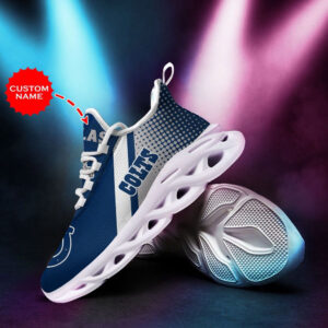 Indianapolis Colts Logo Polka Dots Pattern Custom Name 3D Max Soul Sneaker Shoes   For Men Women