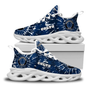 Indianapolis Colts Logo Custom Name Tie Dye Pattern 3D Max Soul Sneaker Shoes   For Men Women