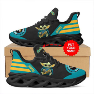 Personalized Name Jacksonville Jaguars Baby Yoda Hug Max Soul Shoes For Men Women