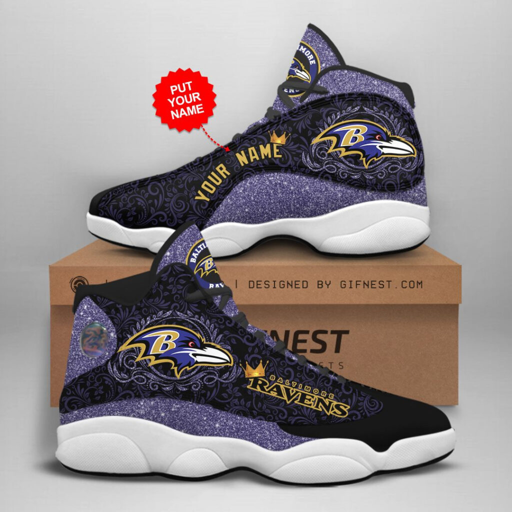 Personalized NFL Baltimore Ravens Air Jordan 13 Shoes – Custom Name Option Personalized NFL Baltimore Ravens Air Jordan 13 Shoes – Custom Name Option