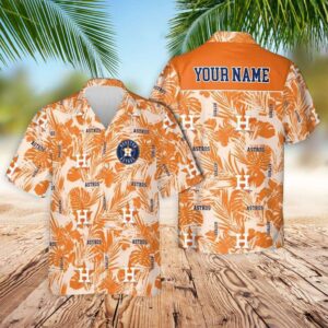 Custom Houston Astros Hawaiian Shirt with Leaves – Official Astros Merchandise