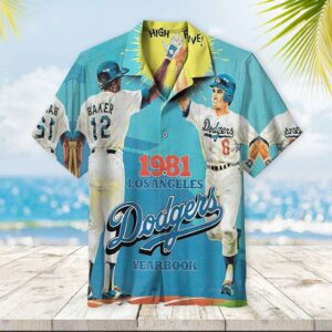 1981 Los Angeles Dodgers Hawaiian Shirt - Official Dodgers Merchandise