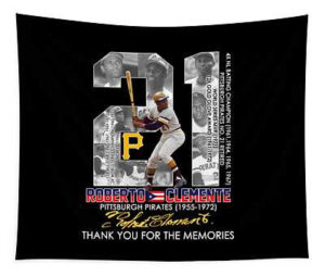 Roberto Clemente Pittsburgh Pirates Signature Tapestry by Melissa Ward 21 Memories 1951-1971