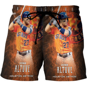 Official Houston Astros Jose Altuve 27 Beach Hawaiian Shorts - 3D All Over Print
