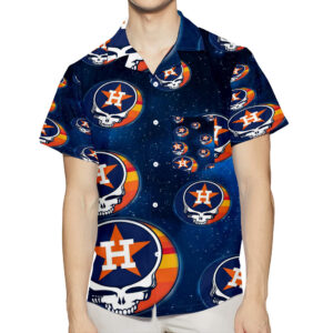 Houston Astros Skull Star 3D All Over Print Hawaiian Shirt - Summer Beach Gift for Men and Women with Pocket
