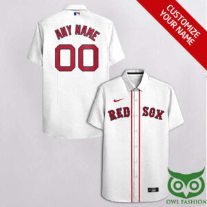 Personalized Boston Red Sox White & Red Hawaiian Shirt - Custom MLB Fan Apparel