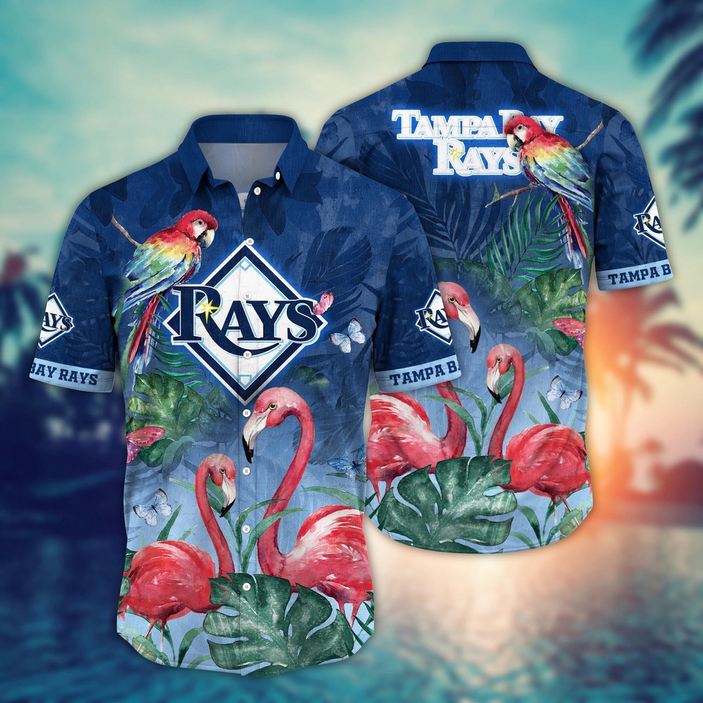 Tampa Bay Rays Hawaiian Shirt: Pink Crane Pattern for MLB Fans Tampa Bay Rays Hawaiian Shirt: Pink Crane Pattern for MLB Fans