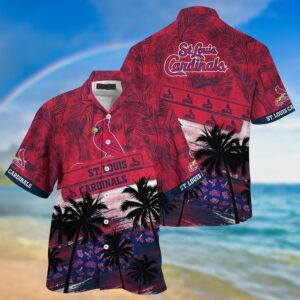 MLB St Louis Cardinals Hawaiian Shirt with Palm Tree Pattern - Perfect for Sports Fans