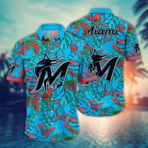 MLB Miami Marlins Hawaiian Shirt: Fan Favorite with Palm Tree & Flower Design