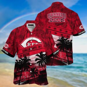Cincinnati Reds Hawaiian Shirt with Palm Tree Design - Perfect for MLB Fans
