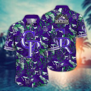 MLB Colorado Rockies Hawaiian Shirt: Fan Paradise with Flower & Palm Tree Design