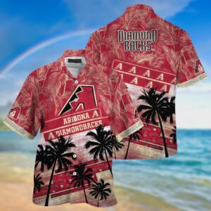 MLB Arizona Diamondbacks Hawaiian Shirt with Palm Tree Pattern - Perfect for Sports Fans!
