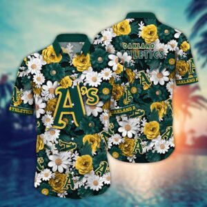 MLB Oakland Athletics Hawaiian Shirt - Flower Floral Fusion Fashion for Fans