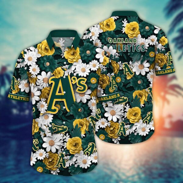 MLB Oakland Athletics Hawaiian Shirt – Flower Floral Fusion Fashion for Fans
