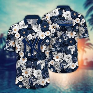MLB New York Yankees Hawaiian Shirt: Floral Fusion Fashion for Fans