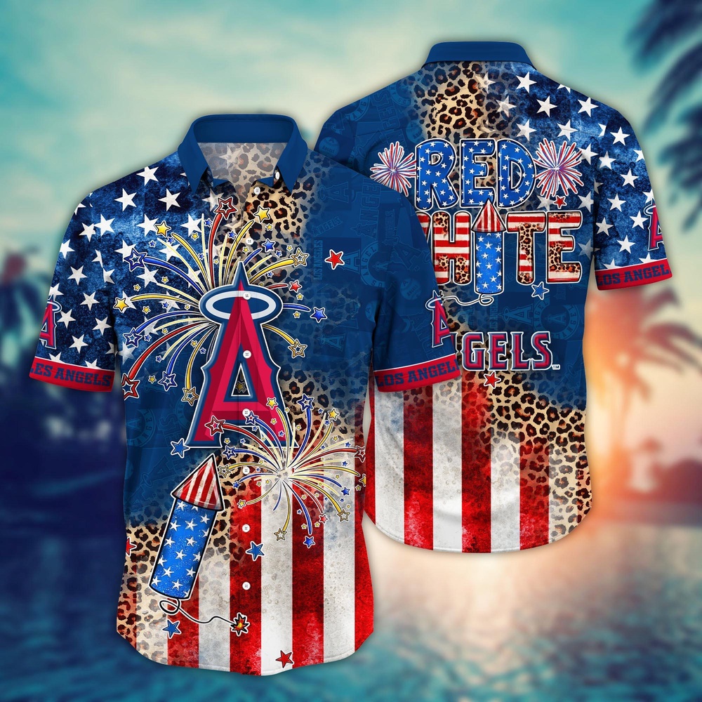 MLB Los Angeles Angels Independence Day Aloha Shirt: Vibrant Design for Cool Fans MLB Los Angeles Angels Independence Day Aloha Shirt: Vibrant Design for Cool Fans