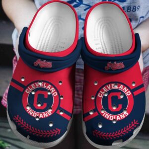 MLB Cleveland Guardians Clog-Shoes Clog Red – Navy For Fan Baseball