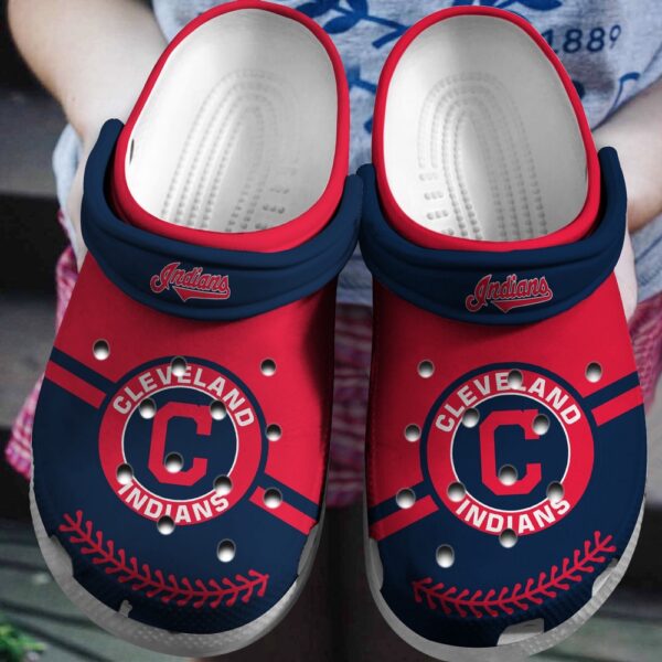 MLB Cleveland Guardians Clog-Shoes Clog Red – Navy For Fan Baseball