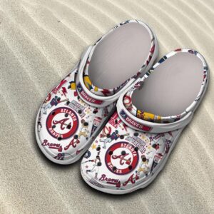 MLB Atlanta Braves Baseball Clog-Shoes Clogs White For Men Women And Kids