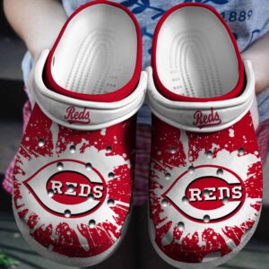 MLB Cincinnati Reds Clog-Shoes Clog Red – White For Fan Baseball