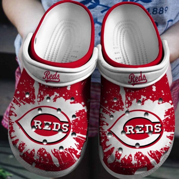 MLB Cincinnati Reds Clog-Shoes Clog Red – White For Fan Baseball