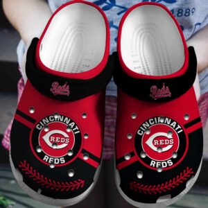 MLB Cincinnati Reds Clog-Shoes Clog Shoes Red – Black For Fan Baseball