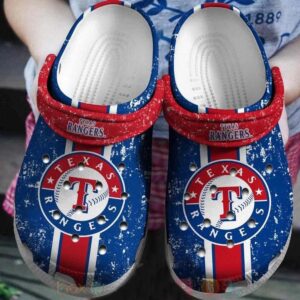 MLB Texas Rangers Clog-Shoes Clog Shoes White Blue For Fans