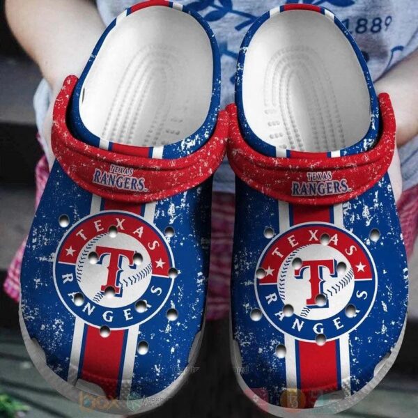 MLB Texas Rangers Clog-Shoes Clog Shoes White Blue For Fans