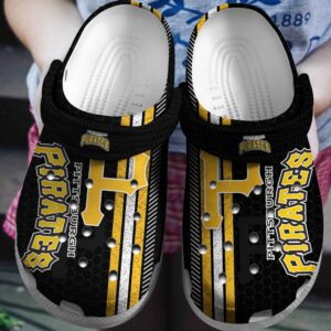 MLB Pittsburgh Pirates Clog-Shoes Clog  Black – Yellow For Fan Baseball