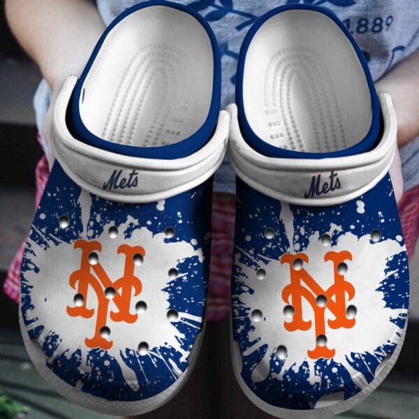 MLB New York Mets Clog-Shoes Clog White – Blue For Fan Baseball