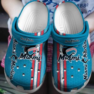 MLB Miami Marlins Clog-Shoes Clog Shoes Blue For Fan Baseball