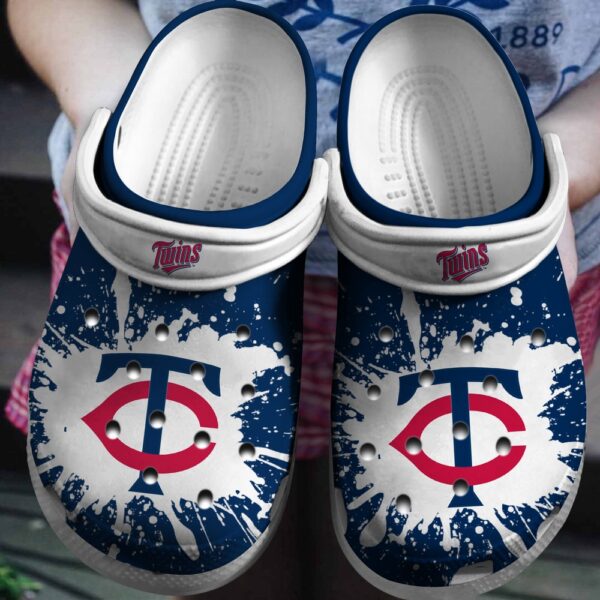 MLB Minnesota Twins Clog-Shoes Clog White – Navy For Fan Baseball