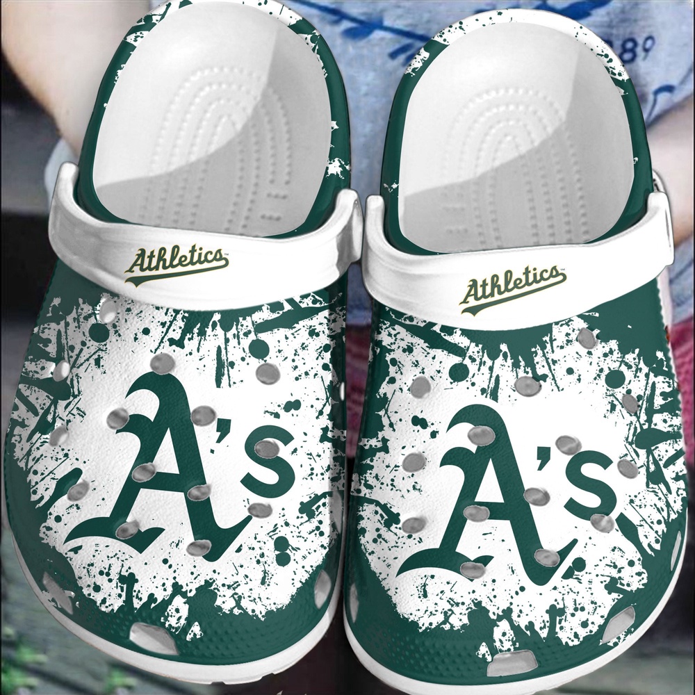 MLB Oakland Athletics Clog-Shoes Clog Dark Green For Fan Baseball MLB Oakland Athletics Clog-Shoes Clog Dark Green For Fan Baseball