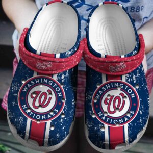 MLB Washington Nationals Clog-Shoes Clog Red – Navy For Fan Baseball