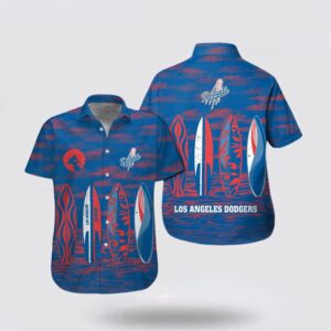 Los Angeles Dodgers Hawaiian Shirt with Skateboard Pattern - Perfect for MLB Fans!