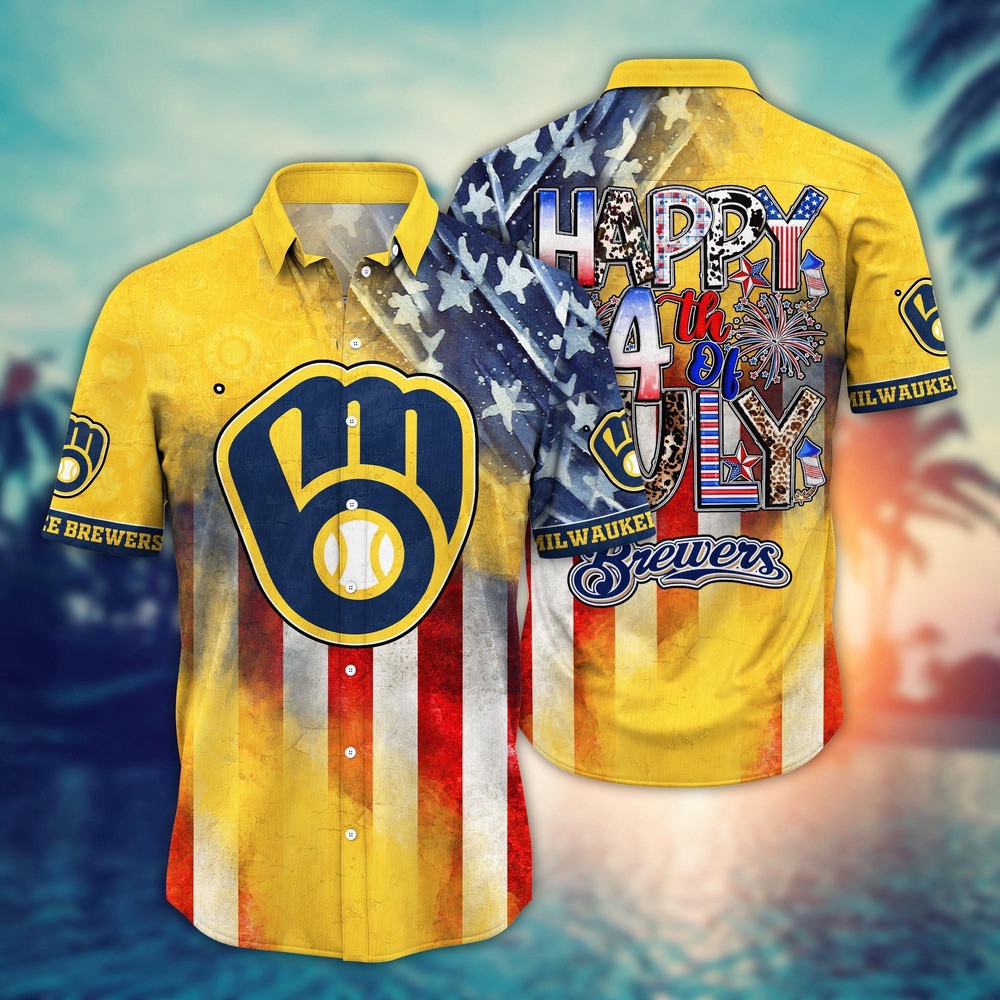 MLB Milwaukee Brewers Independence Day Hawaiian Shirt – Trendy Top for Cool Fans MLB Milwaukee Brewers Independence Day Hawaiian Shirt – Trendy Top for Cool Fans