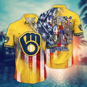 MLB Milwaukee Brewers Independence Day Hawaiian Shirt – Trendy Top for Cool Fans